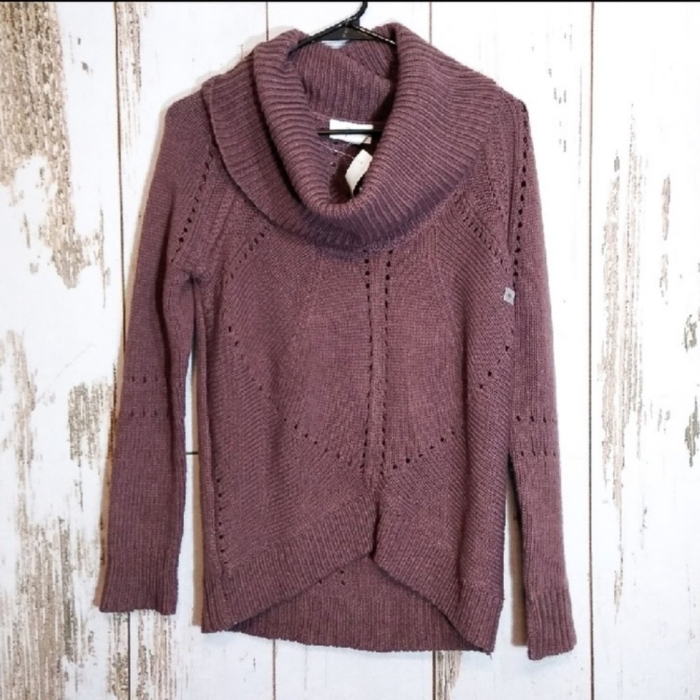 5/$22 Ann Taylor Loft taupe/purple cowl neck sweater size XS